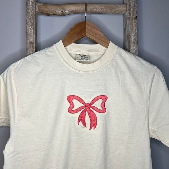 pink bow embroidered tee - Picture 2 of 4